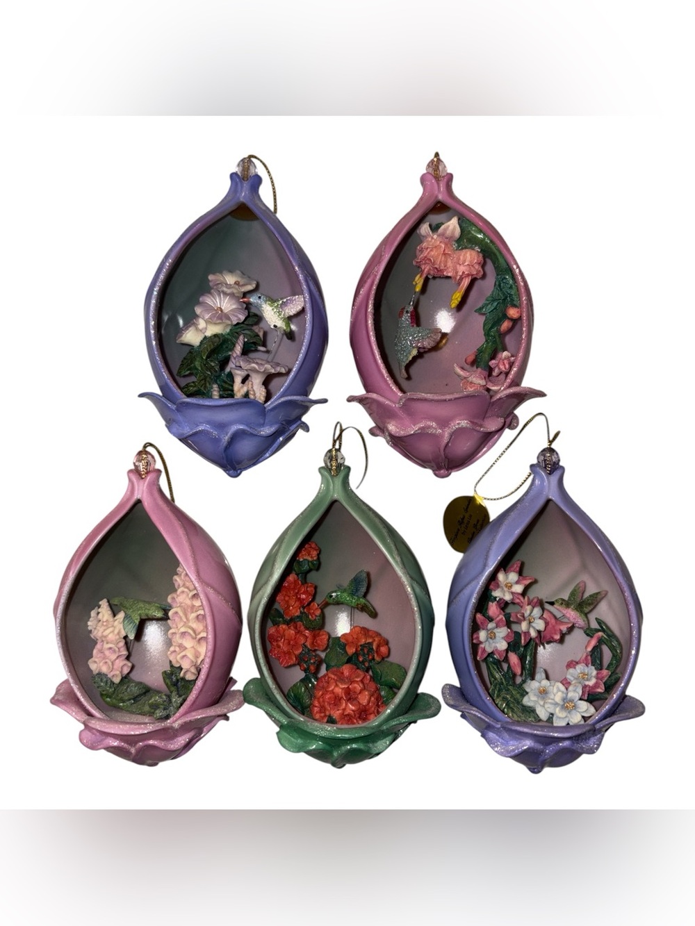 Bradford Editions Hummingbird Christmas Ornaments Heirloom Classics Set Of 5